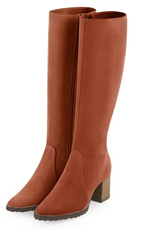 Terracotta orange matching hnee-high boots and bag. View of hnee-high boots - Florence KOOIJMAN